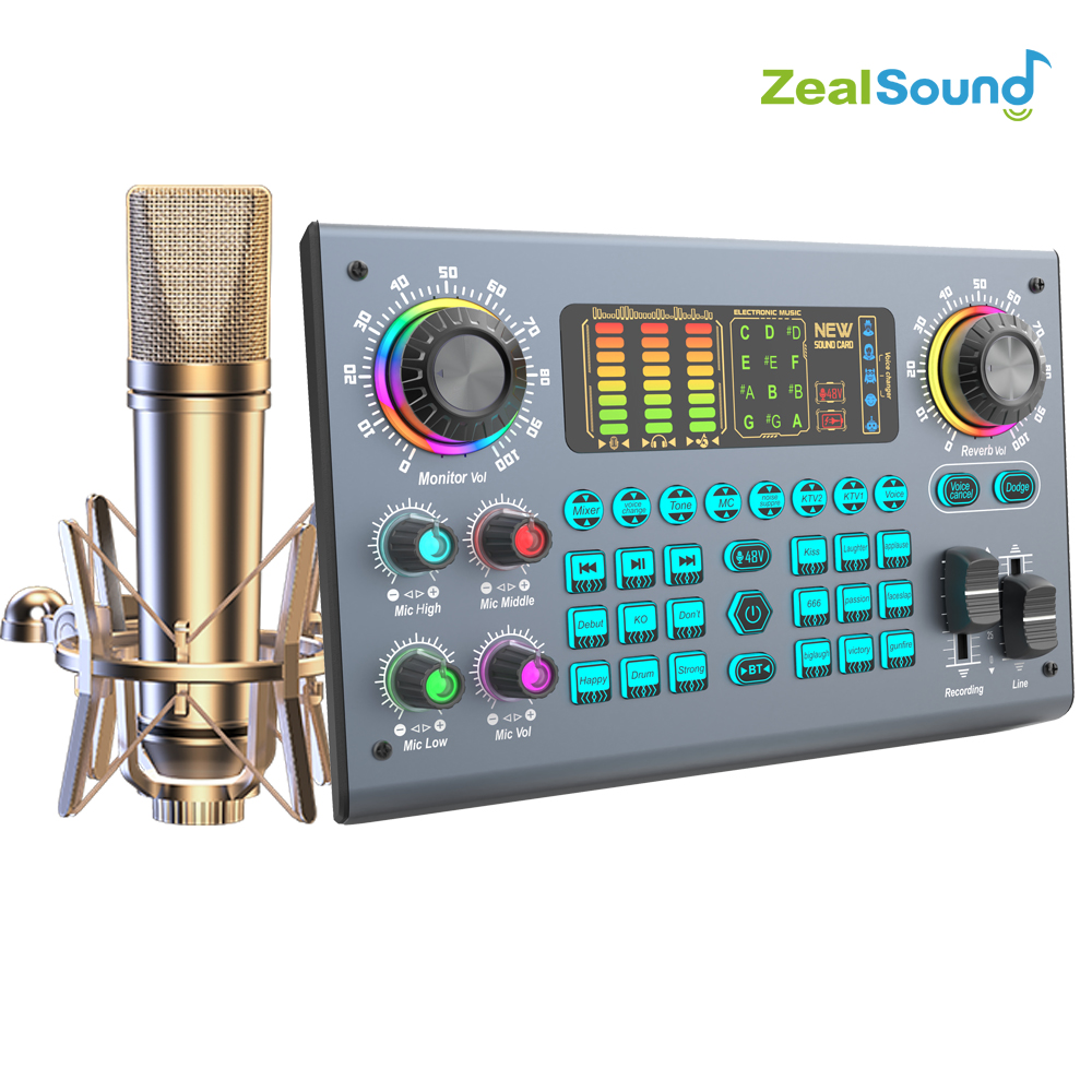 Shure Mic Sm58 - Zealsound-Professional Podcast Live SoundCard, Pacote com