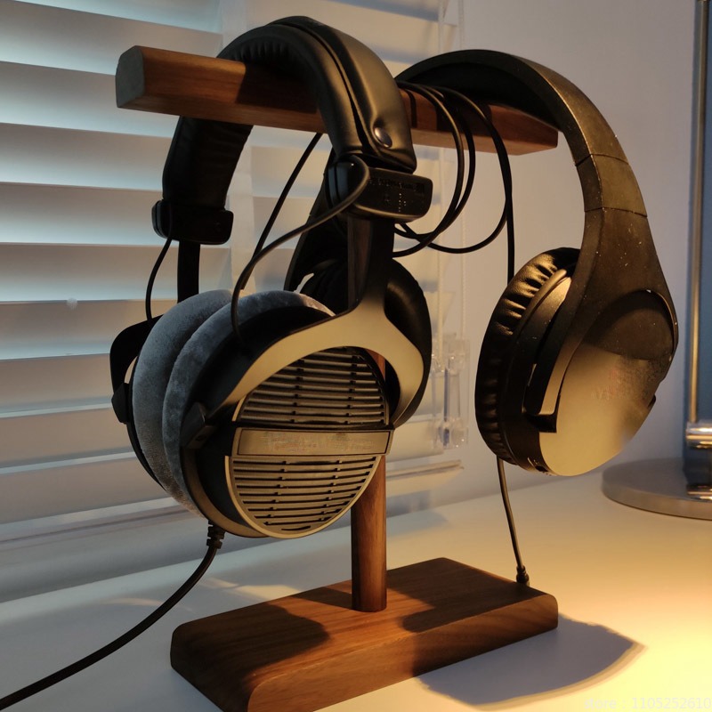Headphone Stand Desk - Suporte de madeira para fone de