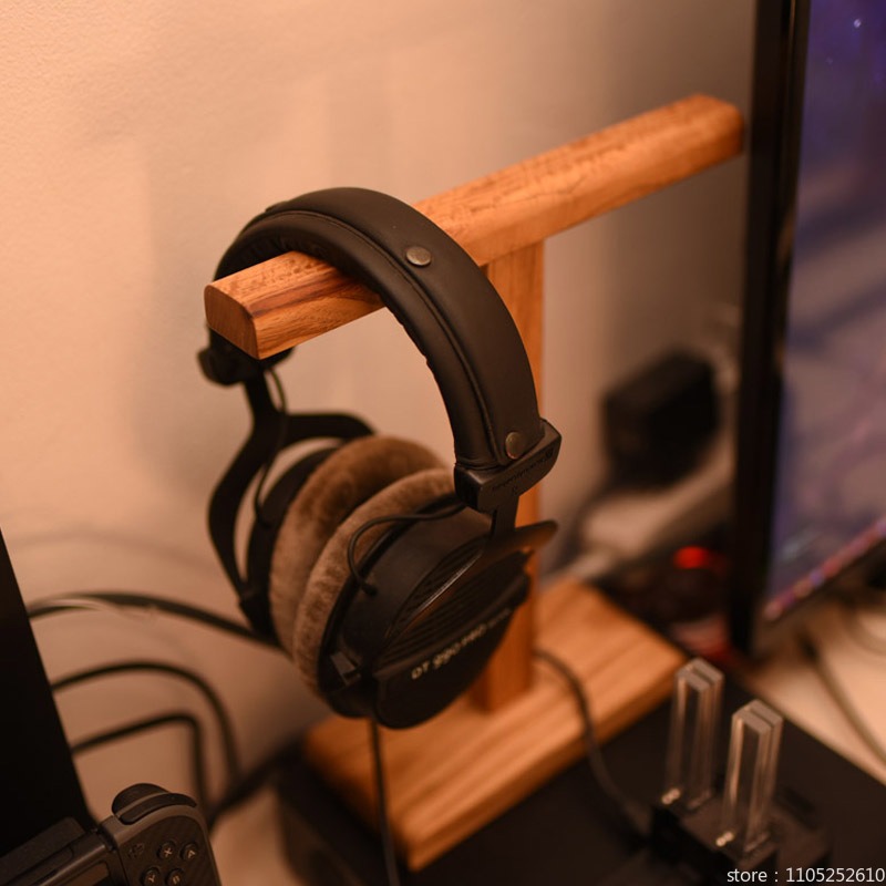 Suporte de madeira para fone d - Headphone Stand Desk avaliação e preço